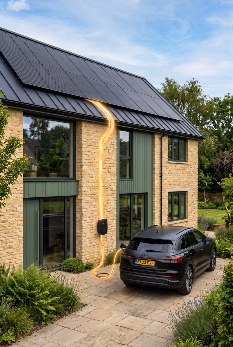 Solar PV, Battery Storage & EV Chargers — EV charger integrated with solar export