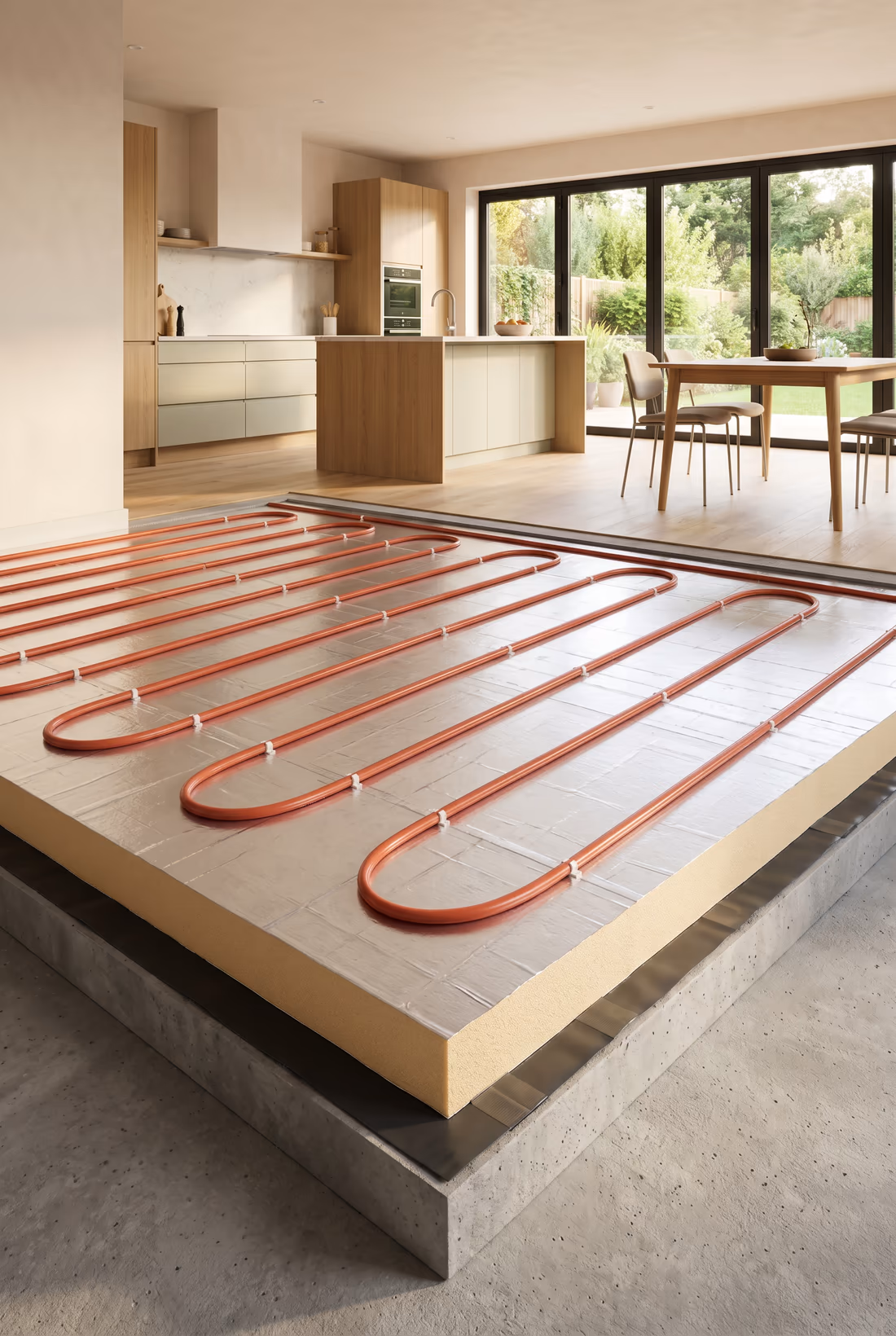 Underfloor Heating — Insulated below, insulated around